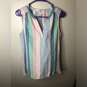 Vineyard Vines Sleeveless Striped Linen Cotton Blend Shirt Blouse Size Small